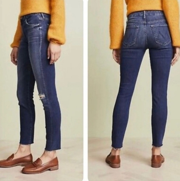 MOTHER The Looker High-Rise Ankle Fray Skinny Jeans in Close to the Edge 24 - Picture 12 of 16